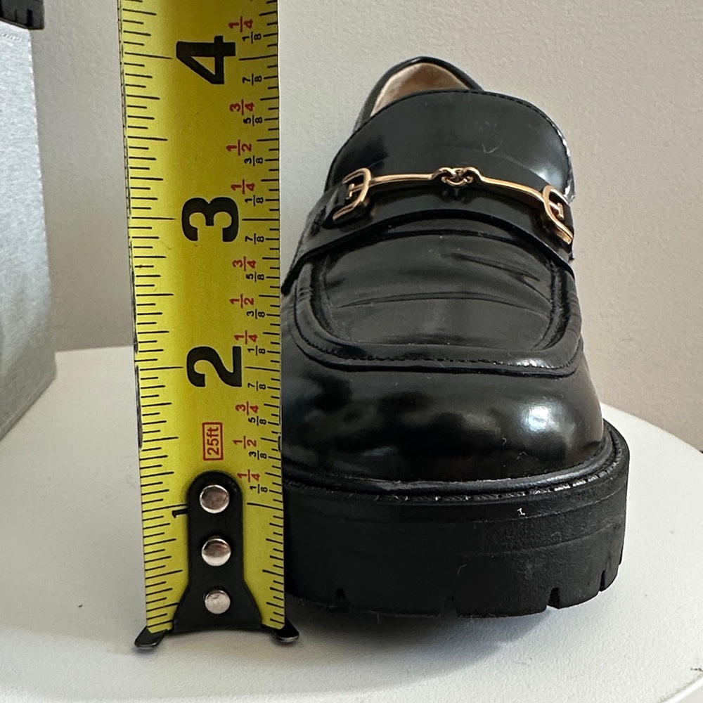 Sam Edelman Black Tully 2” Log Sole Slip-on Patent Calf Leather Loafers Size 9 - Picture 8 of 12